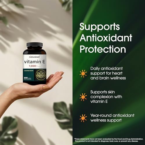 NatureBell Vitamina E 1,000 UI por Porción - 300 Softgels (Suministro de 5 Meses) - Suplemento Antioxidante para la Piel, Corazón y Cerebro - Alta - imagen 4