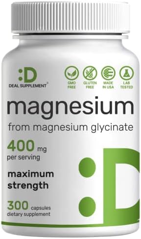 Glicinato de Magnesio 400mg, 300 Cápsulas | 100% Quelado para Fácil Absorción | Suplemento Mineral Esencial para Músculos, Sueño y Salud Cardiaca* - imagen 1