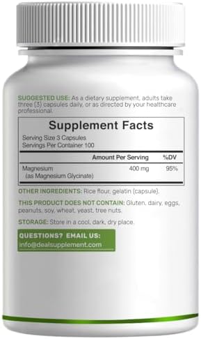 Glicinato de Magnesio 400mg, 300 Cápsulas | 100% Quelado para Fácil Absorción | Suplemento Mineral Esencial para Músculos, Sueño y Salud Cardiaca* - imagen 6