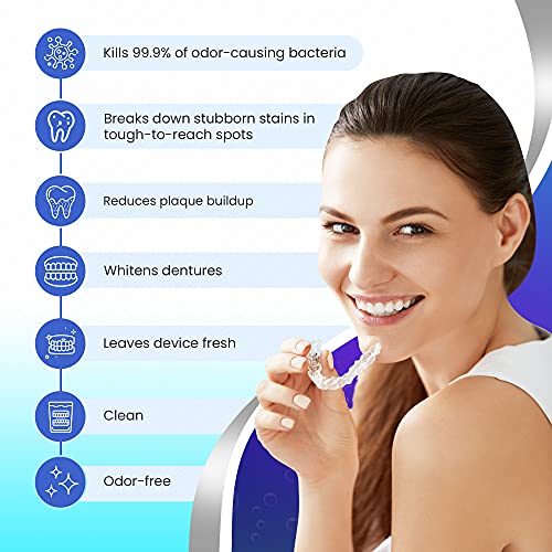 Limpiador de Retenedores y Dentaduras - 180 Tabletas Efervescentes, Suministro para 6 Meses, Elimina Manchas, Olores y Placa de Alineadores y Guardas - imagen 5