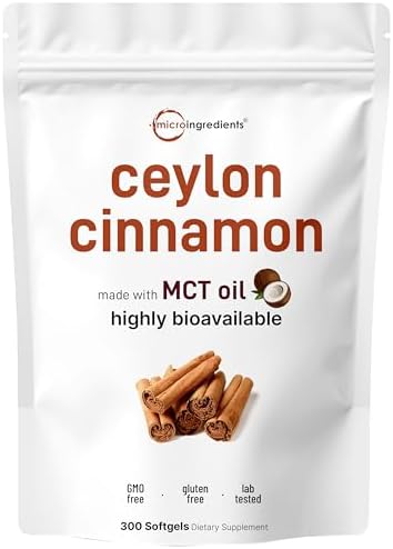 Ceylon Cinnamon de Micro Ingredients, 300 Softgels | Suplementos de Canela con Aceite MCT | Sin OGM, Libre de Gluten - imagen 1