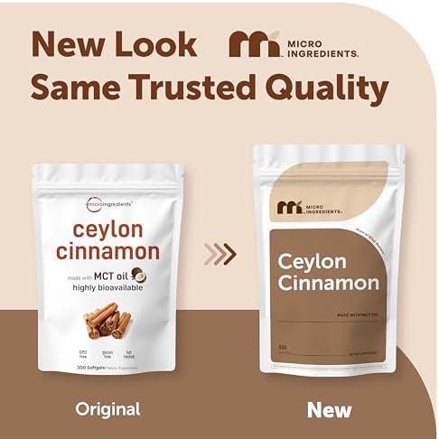 Ceylon Cinnamon de Micro Ingredients, 300 Softgels | Suplementos de Canela con Aceite MCT | Sin OGM, Libre de Gluten - imagen 2