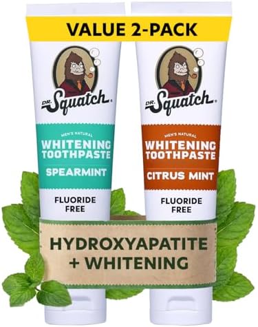 Pasta de Dientes Dr. Squatch Hydroxiapatita Blanqueadora - Natural y Sin Flúor - Soporte para Esmalte - Set Día y Noche - Menta Cítrica y Menta, (4.7 - imagen 1