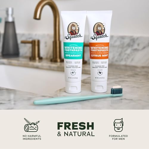 Pasta de Dientes Dr. Squatch Hydroxiapatita Blanqueadora - Natural y Sin Flúor - Soporte para Esmalte - Set Día y Noche - Menta Cítrica y Menta, (4.7 - imagen 3