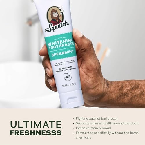 Pasta de Dientes Dr. Squatch Hydroxiapatita Blanqueadora - Natural y Sin Flúor - Soporte para Esmalte - Set Día y Noche - Menta Cítrica y Menta, (4.7 - imagen 4