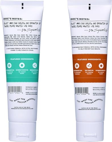 Pasta de Dientes Dr. Squatch Hydroxiapatita Blanqueadora - Natural y Sin Flúor - Soporte para Esmalte - Set Día y Noche - Menta Cítrica y Menta, (4.7 - imagen 6