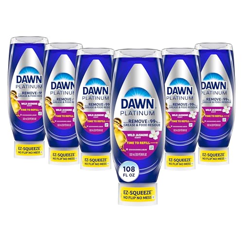 Jabón Líquido para Trastes Dawn Platinum EZ-Squeeze, Remoción de Grasa, Botella Invertida, Jazmín Silvestre, Paquete de 6x18 Fl Oz - imagen 2