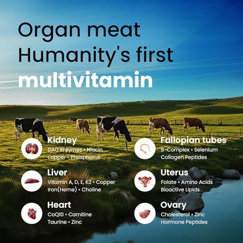 Suplemento de Órganos de Res para Mujeres – Hígado, Útero, Ovario, Corazón, Riñón de Ganado Alimentado con Pasto – Más de 30 Nutrientes para - imagen 4