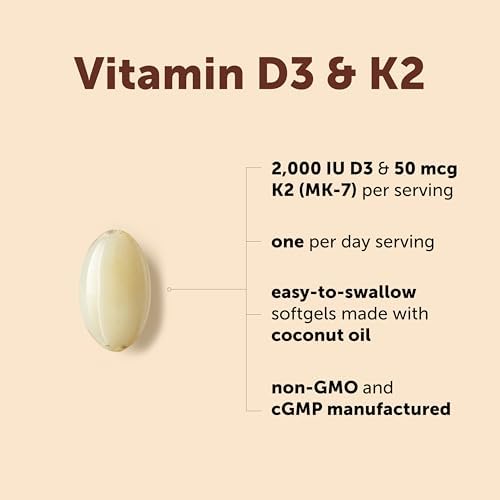 Micro Ingredients Vitamina D3 2,000 UI + K2 MK-7 50 mcg, 300 Cápsulas Blandas | Con Aceite de Coco | Fórmula 2 en 1, Fácil de Tragar, No OGM - imagen 3