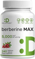 Suplemento DEAL Berberina Max con Cúrcuma, 5000 mg por porción, 240 Cápsulas Vegetarianas | Berberina HCl con Extracto de Raíz de Cúrcuma | No GMO - imagen 1