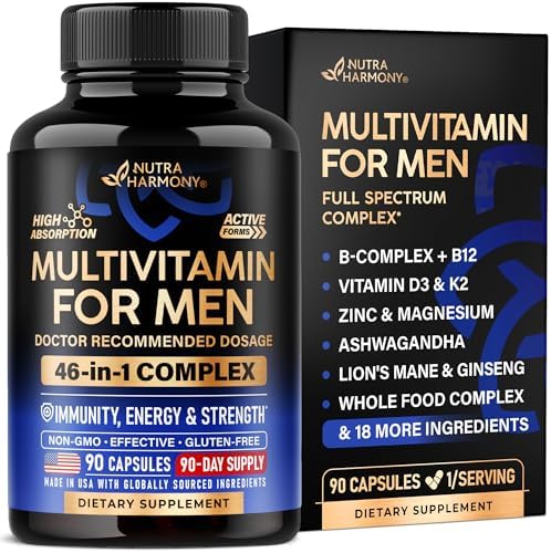Multivitamínico para Hombres - B-Complejo | Alimentos Integrales & Enzimas - Energía, Concentración & Cerebro | Complejo de Salud Masculina - 46 en 1 - imagen 1