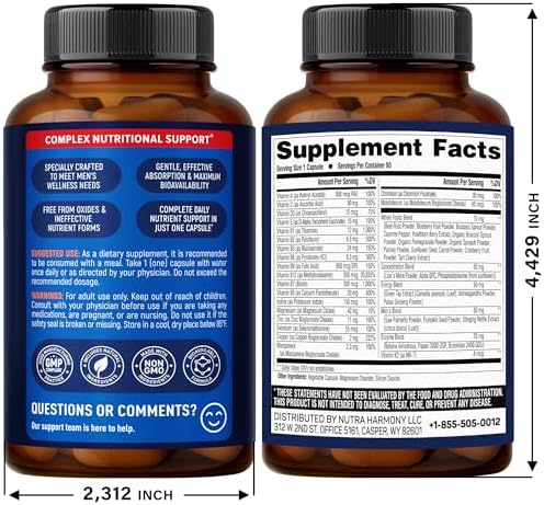 Multivitamínico para Hombres - B-Complejo | Alimentos Integrales & Enzimas - Energía, Concentración & Cerebro | Complejo de Salud Masculina - 46 en 1 - imagen 2