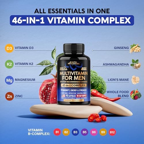 Multivitamínico para Hombres - B-Complejo | Alimentos Integrales & Enzimas - Energía, Concentración & Cerebro | Complejo de Salud Masculina - 46 en 1 - imagen 4