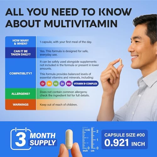 Multivitamínico para Hombres - B-Complejo | Alimentos Integrales & Enzimas - Energía, Concentración & Cerebro | Complejo de Salud Masculina - 46 en 1 - imagen 8