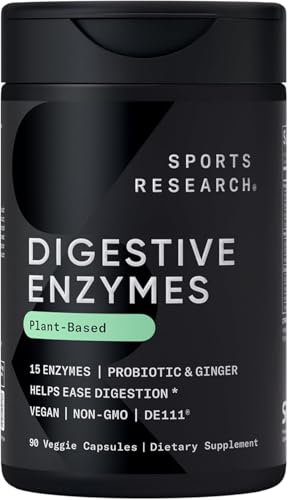 Enzimas Digestivas con Probióticos y Jengibre de Sports Research - A base de plantas para lácteos, proteínas, azúcares y carbohidratos - Vegano y No - imagen 1