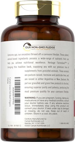 Complejo de Órganos de Res Alimentada con Pasto Carlyle | 200 Cápsulas | Suplemento Libre de Granos | Hígado, Riñón, Páncreas, Corazón, Bazo - imagen 3