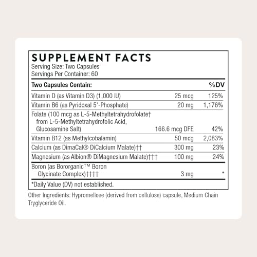 THORNE - Suplemento Avanzado para la Salud Ósea - 120 Cápsulas con Calcio, Magnesio, Vitamina D, Vitaminas B, Folato y Boro - Libre de Gluten, - imagen 2