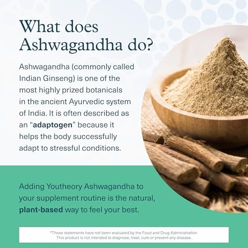 Youtheory Ashwagandha + GABA - Mezcla Adaptógena con KSM-66 Orgánico y Jengibre - Alivia el Estrés y Mejora el Ánimo - 60 Cápsulas Vegetarianas - imagen 4