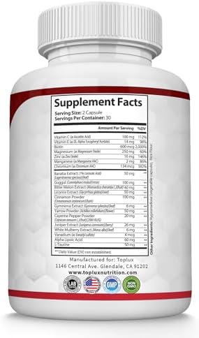 Suplemento Complejo de Azúcar en Sangre - Apoya Niveles Saludables de Azúcar en Sangre, Natural con Canela, Melón Amargo, Cromo, Morera, Ácido Alfa - imagen 8