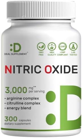 Suplemento de Óxido Nítrico 3,000mg, 300 Cápsulas | Complejo 12 en 1 para Hombres y Mujeres – Arginina, Citrulina, Ginseng Rojo Coreano, Tongkat Ali, - imagen 1