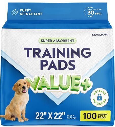 Pañales para Cachorros y Perros - Paquete de 100 Unidades de 22 x 22 - Pads Desechables Impermeables y de Secado Rápido para Entrenamiento de Mascotas - imagen 1