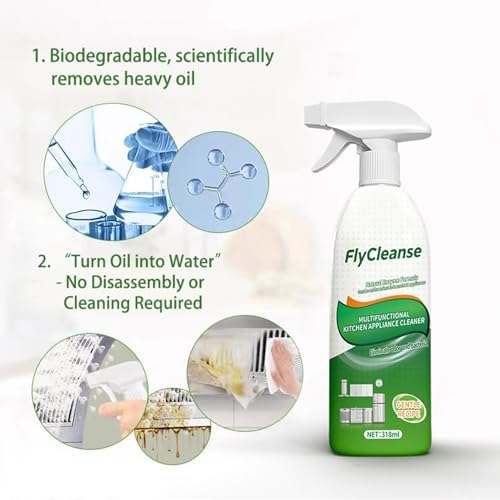 Desengrasante Flycleanse para manchas de aceite, limpiador de estufas y campanas, limpiador de cocina, fórmula de uso intensivo - imagen 6