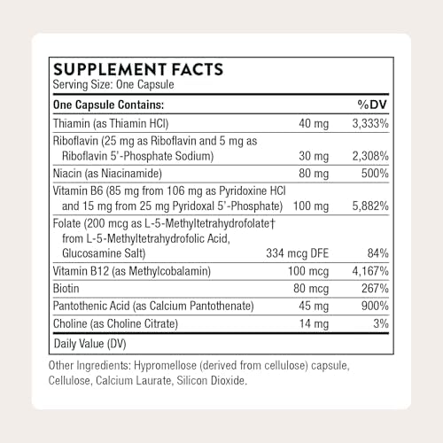 THORNE - B-Complex #6 - Complejo de Vitaminas B con Formas Activas y B6 Extra - 60 Porciones - imagen 2