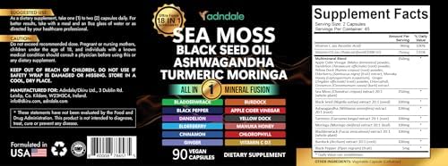 Cápsulas de Musgo Marino Adndale - Mezcla de Musgo Marino con Ashwagandha, Cúrcuma y Aceite de Semilla Negra - 90 Cápsulas - imagen 8
