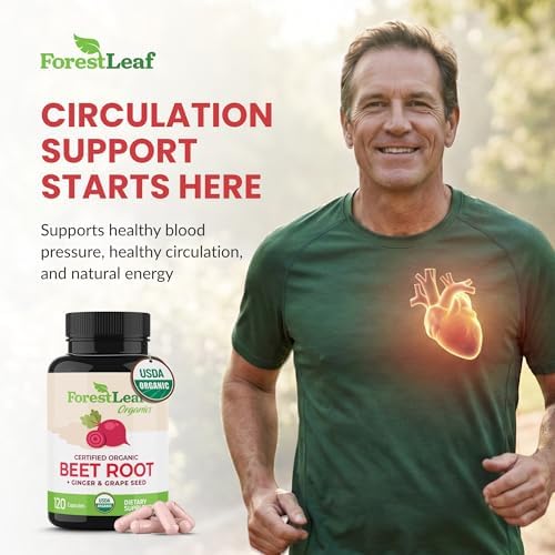 Cápsulas de Raíz de Remolacha USDA Orgánica ForestLeaf - Suplemento de 1000mg 20:1 con Jengibre y Semilla de Uva - Apoya Presión Arterial y - imagen 3