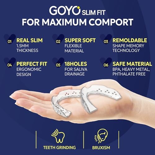 GOYO Pack de 4 Protectores Bucales Slim FIT para Apretar los Dientes de Noche con Termómetro y Estuche Dental | Férulas Personalizadas para Bruxismo - imagen 2