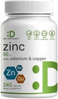 Suplemento Deal de Zinc 50mg con Selenio y Cobre, 240 Cápsulas, Suministro para 8 Meses, Fórmula Mineral 3 en 1, Apoya el Sistema Inmunológico para - imagen 1