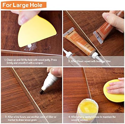 Kit de Reparación de Muebles de Madera REALINN - Set de 28 - Marcadores, Rellenos y Masilla para Reparar Rayones, Grietas, Huecos y Descoloraciones - imagen 5