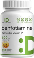 Benfotiamina 600mg por Porción, 180 Cápsulas Veganas (300mg por Cápsula) – Suplemento de Vitamina B1 Soluble en Grasa – Probado por Terceros, Vegano, - imagen 1