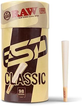 RAW, ES Distributions - Conos Clásicos RAW 98 Special - Conos Pre-enrollados de Larga Duración - Papel para Fumar con Puntas y Tubos de Empaque - - imagen 1