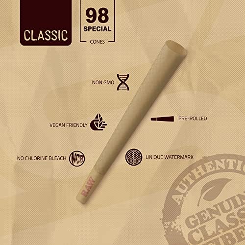 RAW, ES Distributions - Conos Clásicos RAW 98 Special - Conos Pre-enrollados de Larga Duración - Papel para Fumar con Puntas y Tubos de Empaque - - imagen 3