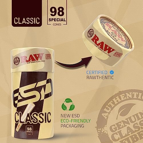 RAW, ES Distributions - Conos Clásicos RAW 98 Special - Conos Pre-enrollados de Larga Duración - Papel para Fumar con Puntas y Tubos de Empaque - - imagen 4
