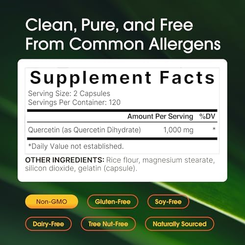 NatureBell Quercetina 1,000mg - 240 Cápsulas - Suplemento Ultra Potente para el Apoyo Inmunológico Saludable* - Quercetina Dihidratada de Sophora - imagen 3