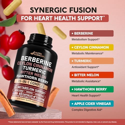 Suplemento 15 en 1 de Berberina con Canela de Ceilán, Melón Amargo, Vinagre de Manzana, Baya de Espino, Bergamota Cítrica y Cúrcuma - 60 Cápsulas - imagen 4