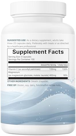 Complejo de Magnesio Puro Micro Ingredients, 300 Cápsulas | Magnesio Glicinato, Malato y Taurato con Vitamina C | 100% Quelado | Apoya Músculos, - imagen 7