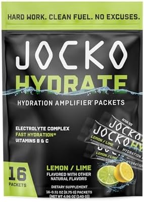 Jocko Fuel Hydrate - Paquetes de Electrolitos en Polvo Bajo en Azúcar para Hidratación y Recuperación (16 Paquetes) Sabor Limón Lima con Vitaminas - imagen 1
