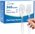 Cubiertos Desechables Lamosi 360 Piezas, 180 Cucharas y 180 Tenedores de Plástico Transparente, Resistentes al Calor y Sin BPA, Ideal para Bodas y - imagen 1