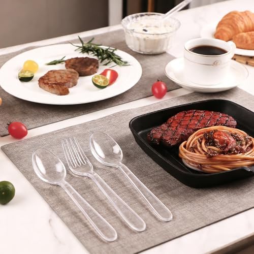 Cubiertos Desechables Lamosi 360 Piezas, 180 Cucharas y 180 Tenedores de Plástico Transparente, Resistentes al Calor y Sin BPA, Ideal para Bodas y - imagen 6