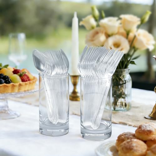 Cubiertos Desechables Lamosi 360 Piezas, 180 Cucharas y 180 Tenedores de Plástico Transparente, Resistentes al Calor y Sin BPA, Ideal para Bodas y - imagen 7