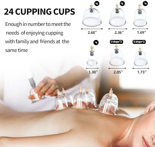 Set de Ventosas Cupluw, Kit de 24 Copas para Terapia de Masaje, Terapia China con Imán, Set Profesional de Ventosas para Reducir Celulitis y Aliviar - imagen 4