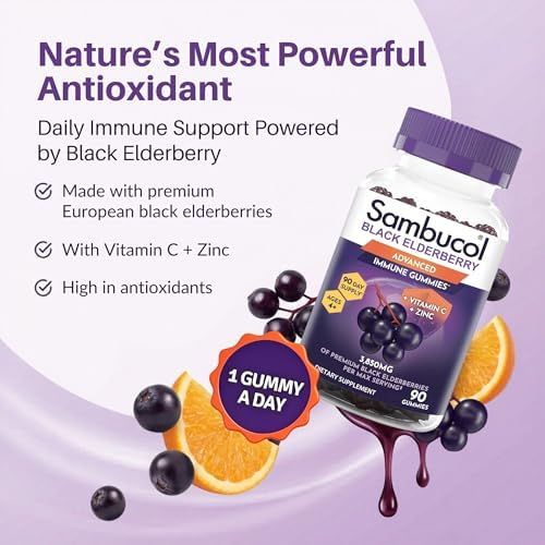 Gomitas de Saúco Sambucol - Suplemento Inmunológico para Adultos y Niños con Vitamina C y Zinc, Altas en Antioxidantes, Sin Gluten, Veganas - 90 - imagen 3