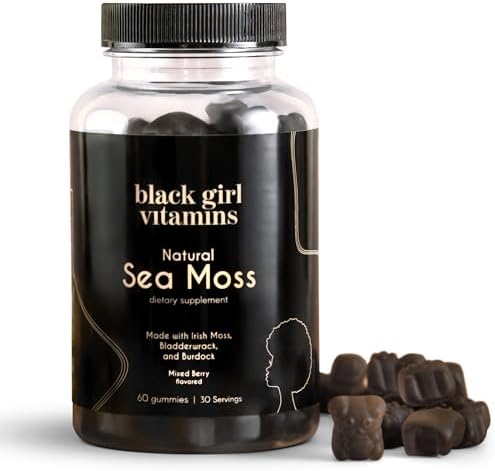 Vitaminas Black Girl - Gomas de Musgo Marino Irlandés - Musgo Marino + Algas Marinas y Bardana - 92 Minerales para Tiroides, Metabolismo e Inmunidad - imagen 1