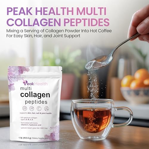 Polvo de Péptidos de Colágeno Múltiple, 1 Libra - Tipo I, II, III, V, X con Biotina, Ácido Hialurónico y Vitamina C - Colágeno Sin Sabor - Keto y - imagen 4
