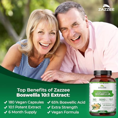 Zazzee Extracto de Boswellia Extra Fuerte 10:1, 65% Ácido Boswélico, 180 Cápsulas Veganas, Suministro para 6 Meses, Soporte para Articulaciones y - imagen 2