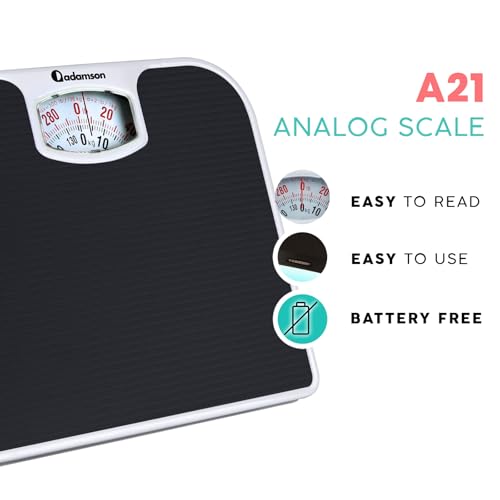Báscula Analógica Adamson A21 para Peso Corporal - Hasta 300 LB - Nueva - Superficie de Goma Antideslizante + Números Grandes - Escala de Baño - - imagen 2