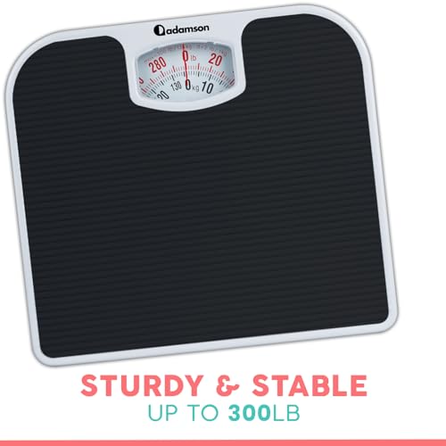 Báscula Analógica Adamson A21 para Peso Corporal - Hasta 300 LB - Nueva - Superficie de Goma Antideslizante + Números Grandes - Escala de Baño - - imagen 7